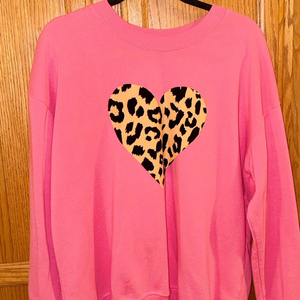 Fifth 🖤 Sun Pink Sweatshirt with Leopard Heart Size XXL